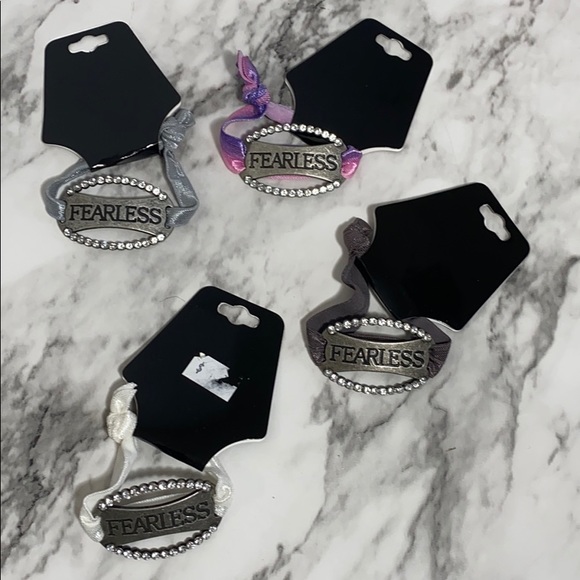 3 for $12 New “Fearless” crystal stretch ribbon bracelet each - Picture 2 of 5